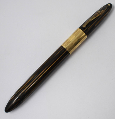 Vintage Sheaffer Triumph Vac-Filler Brown Striated & GF Fountain Pen  14kt Nib