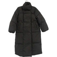 Massimo Dutti Womens Long Puffer Jacket Small S Black Duck Down 6710/958 NWT