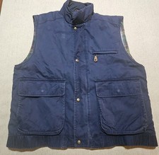 Vintage Eddie Bauer Goose Down Large Vest Blue Plaid Lined Field Hunting Outdoor