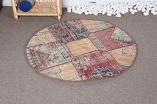 Decorative Rug, Red Floral Paisley 3.3x3.3 ft