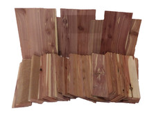 LARGE BOX OF VARIOUS EASTERN RED CEDAR THIN LUMBER BOARDS MAINLY 12" LENGTHS E3