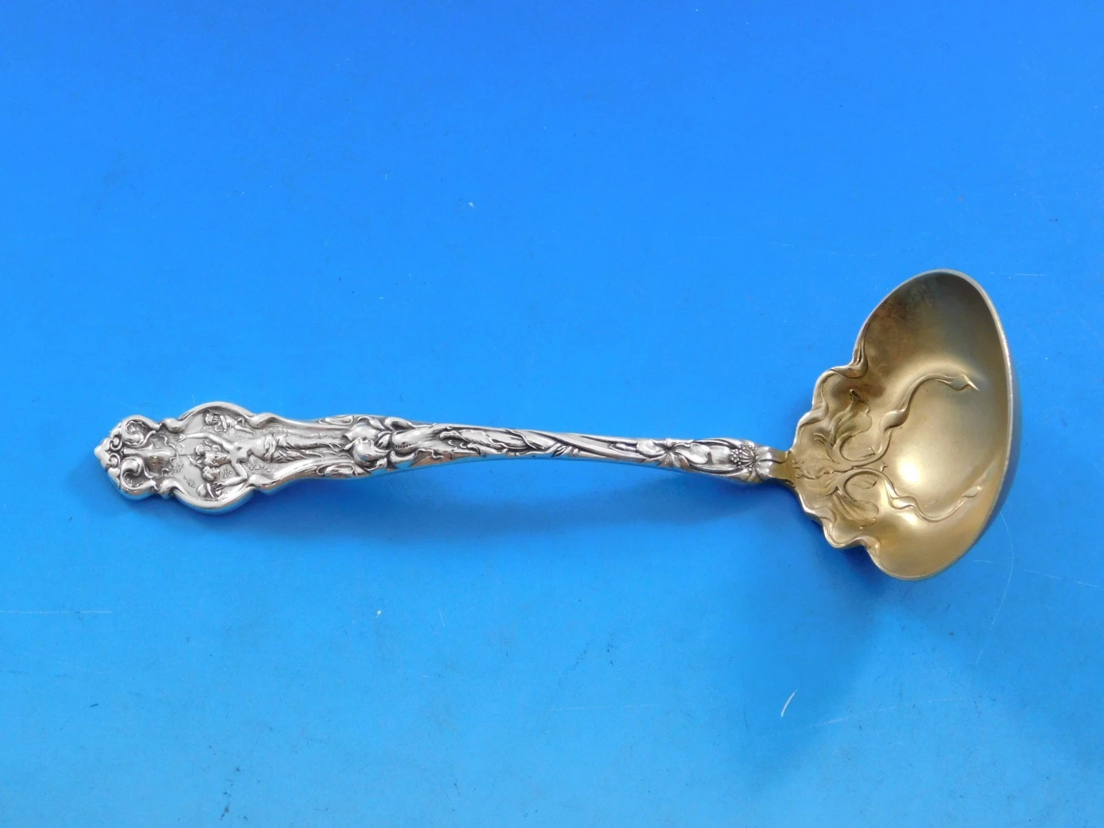 Irian by Wallace Sterling Silver Sauce Ladle Gold Washed 5 1/2" Serving Heirloom