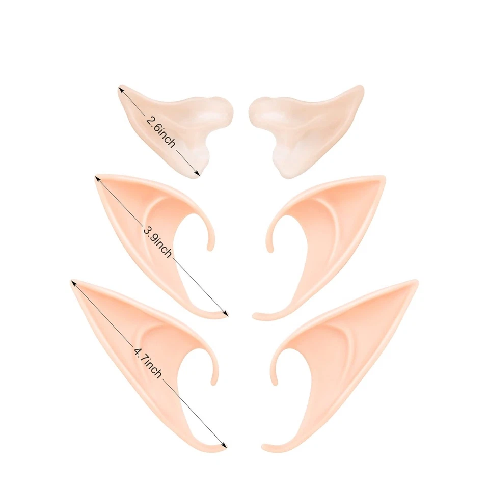 Elf Ears Christmas Leprechaun Cosplay Costume Prop Fairy Anime Elven Halloween - Image 4 of 4