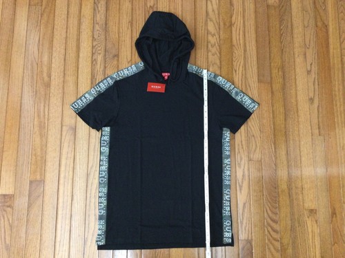 New GUESS Hoodie Hooded Men’s Black Short Sleeve T-Shirt Tee Sz Large MSRP $35 - Picture 2 of 5