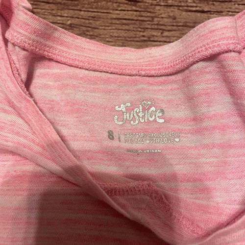 Girl’s Justice Heather Pink Shirt Size 8 Top Tshirt - Picture 2 of 3