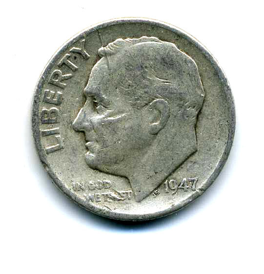 1947 P Roosevelt Dime US 10 Cent U.S America SILVER UNITED STATES 10c Coin #7420