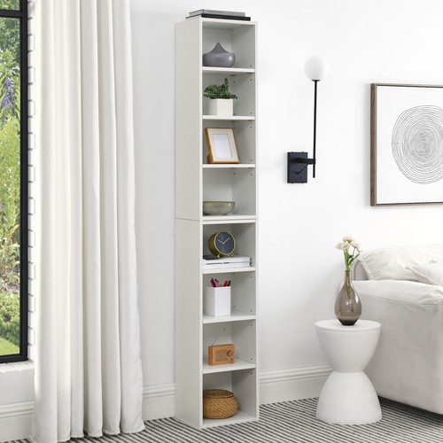 NEW 8-Tier Media Tower Rack,CD DVD Slim Storage Cabinet with Adjustable Shelves