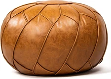 Faux Leather Pouf Unstuffed Ottoman Moroccan Footstool, Floor Footrest Cushion,