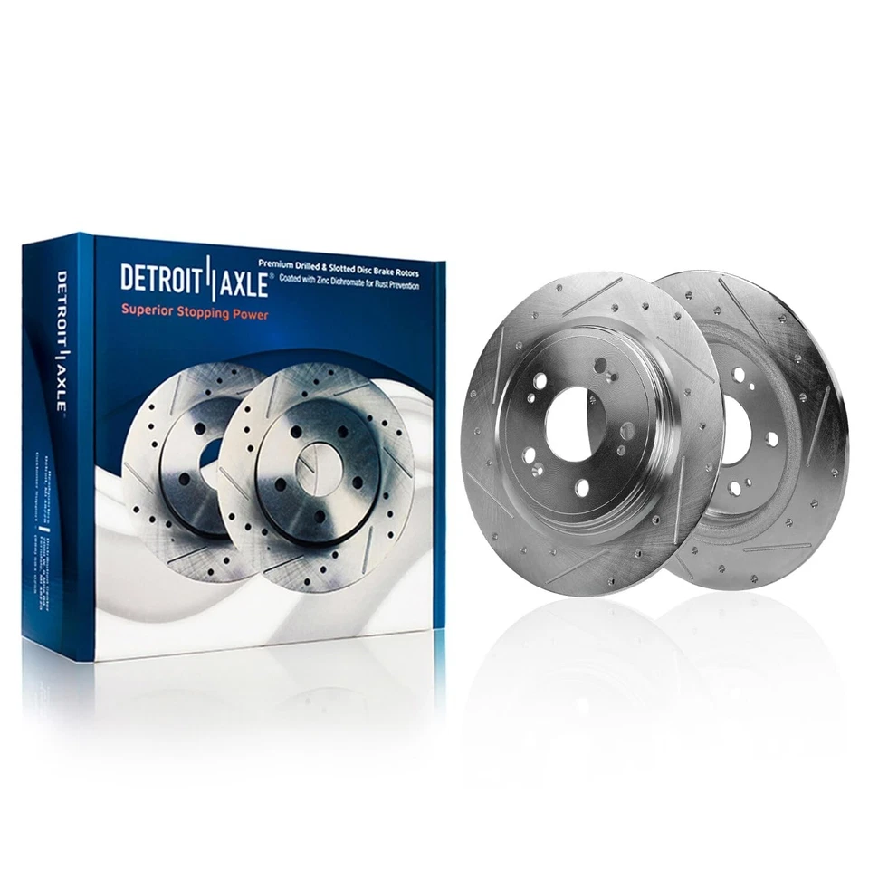 10 piezas Rotores de freno delanteros traseros perforados pastillas de freno de cerámica para Acura RLX 2014-2020 Foto 4 de 4