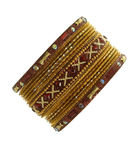 Indian Bangles Set of 26 Ethnic Bracelets Traditional Churi Antique Green 2-8 - Picture 5 of 6
