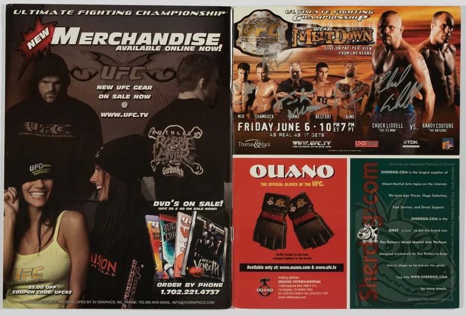 Chuck Liddell Matt Hughes Tank Abbott + Firmado UFC 42 Programa Oficial de Eventos PSA Foto 3 de 4