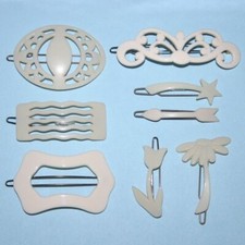 Hair Clip Metal Snap Barrette Filigree Flower Cream White Ivory Made in France