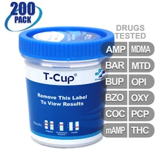 NEW Mintegrity Drug Test 12-Panel T-Cup Urine Home Kit 200-Pack #MI-TDOA-6124
