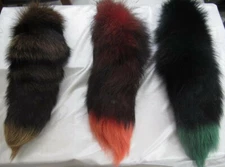 Dyed Color Natural Silver Fox Real Fox Tail Fur Key Chains  Fur Tails
