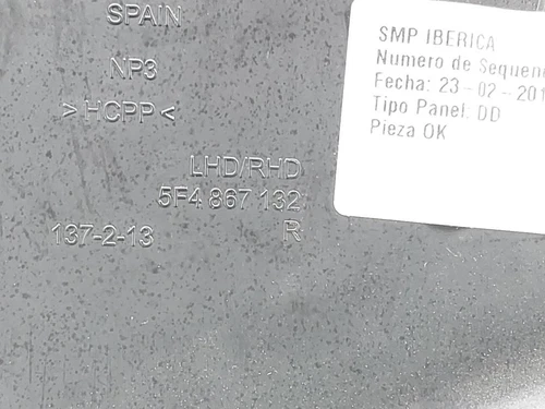 5F4867132R Guarnecido Puerta Delantera Derecha para SEAT LEON (5F1) 2016 8958994 - Imagen 5 de 10