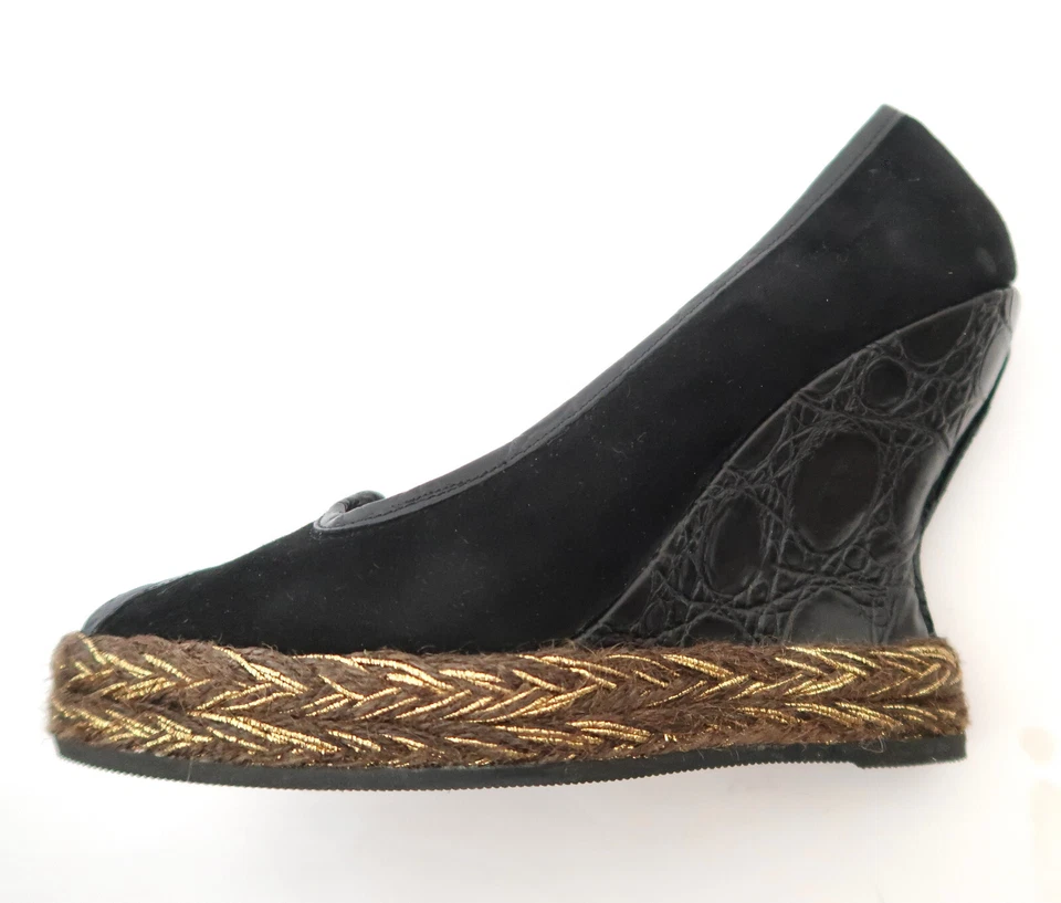 Zapatos de tacón de cuña de terciopelo y cocodrilo Hollywould Lexington talla 9 Foto 4 de 4