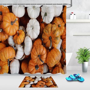 Thanksgiving White and Orange Pumpkin Fabric Shower ...