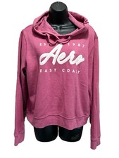 Aeropostale Pink/White Hoodie Sweatshirt Size XL Long Sleeve Logo Graphic Pocket