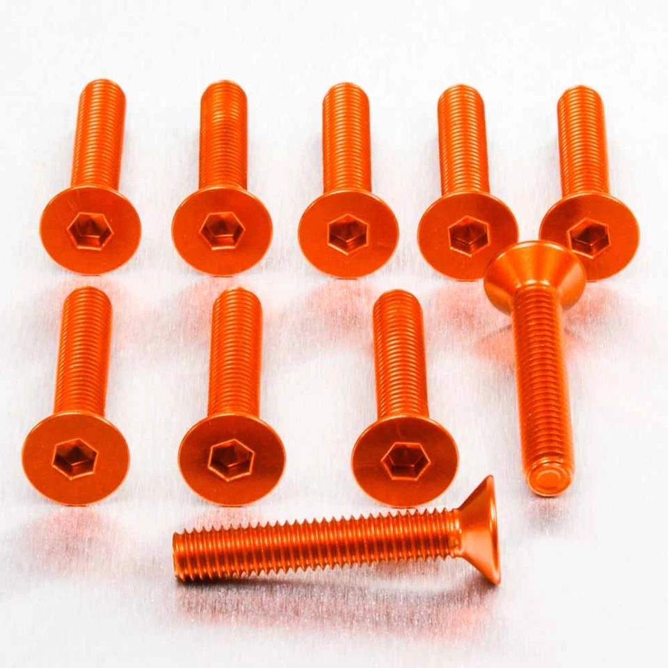 PRO-BOLT Vis tête fraisee en Aluminium M6 x (1.00mm) x 25mm Pack x 10 Orange