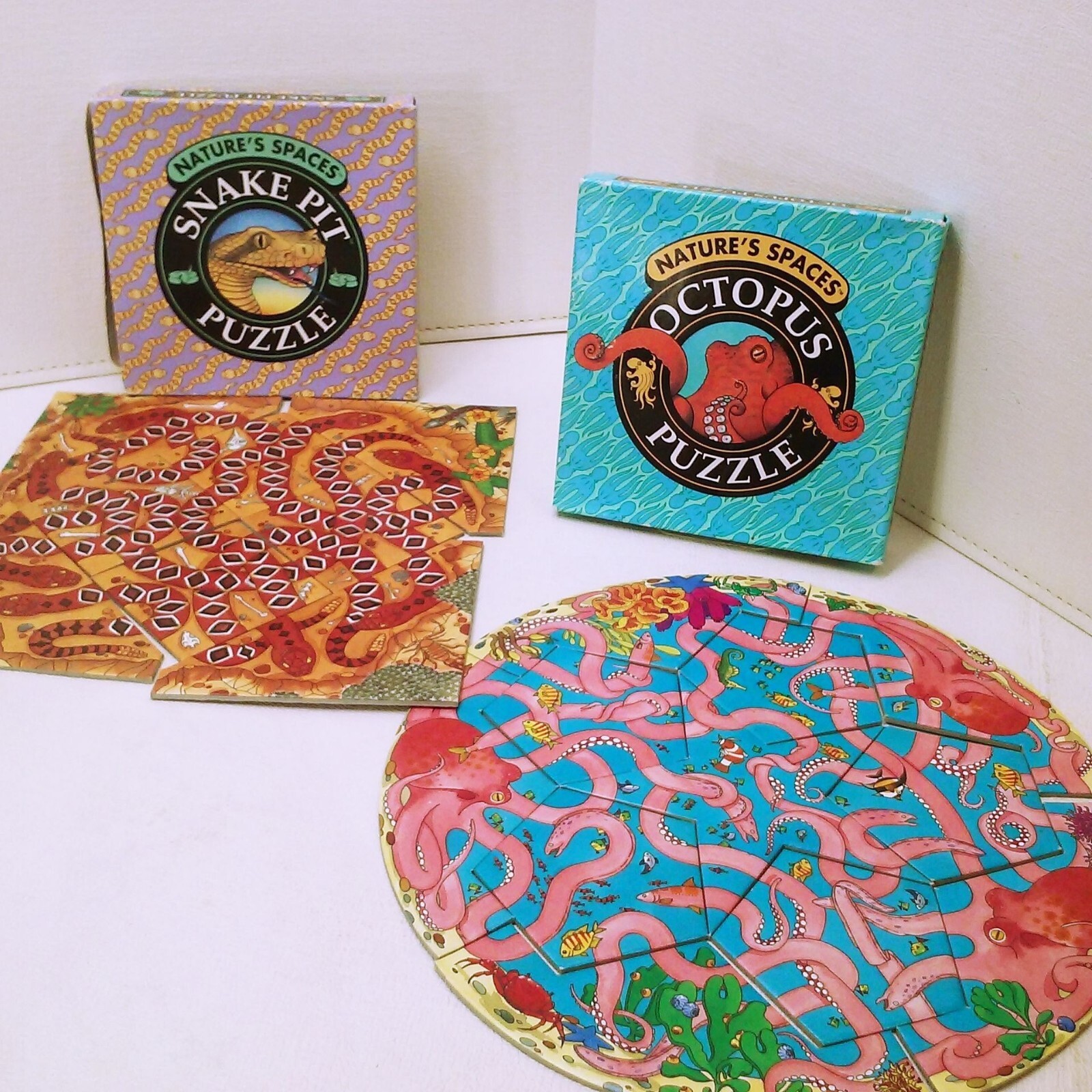 Bundle Lot-2 Nature's Spaces Snake Pit + Octopus Puzzle Binary Arts Symth 1993