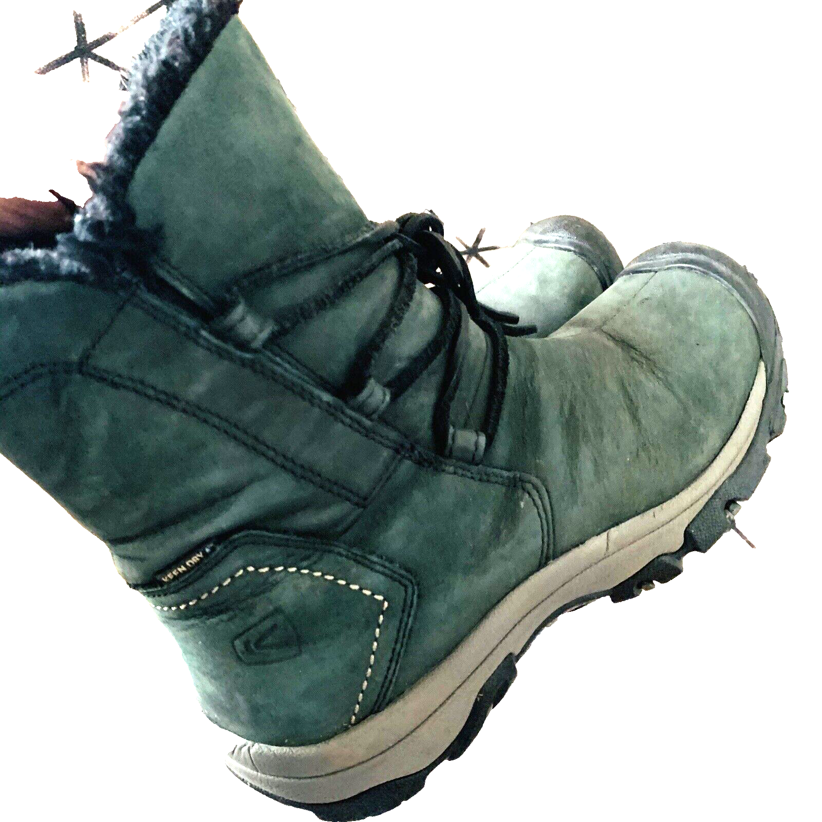 Stivali Keen verde bluastro NUBUCK PELLE CRAVATTA ALA STIVALI DA NEVE DONNA 6 5