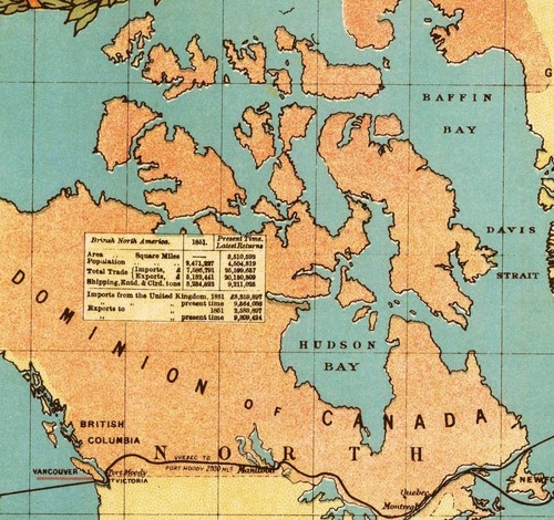 Vintage 1886 World Map; Imperial Federation British Empire; Canvas Wooden Hanger - Bild 7 von 15