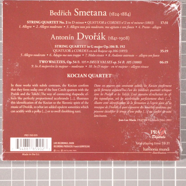 Bedrich Smetana String Quartet No. 2; Anton¡n Dvorak String Quartet