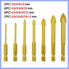 5/6/7Pc Carbide Porcelain Spear Head Ceramic Tile Glass Marble Drill Bits 3-12mm