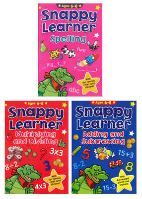 3 x Snappy Learner Activity Book Kinder Pädagogik Mathematik Rechtschreibung 6-8 Jahre