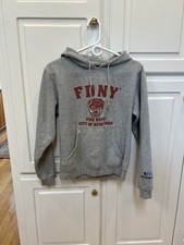 Vintage FDNY FIRE DEPT CITY OF NEW YORK HOODIE MENS Small Sweatshirt Pullover