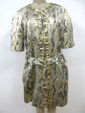 Striking Christian Siriano Metallic Gold Beaded Belted Jacket Size M - Nwt