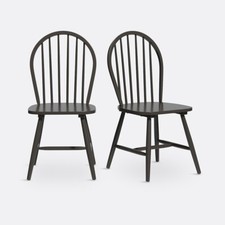 NEW 2x La Redoute Spindle Back Dining Chairs in Black finish Rubberwood RRP £199