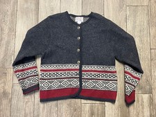 Tally Ho Button Cardigan Vintage Sweater 100 Wool Women's Medium