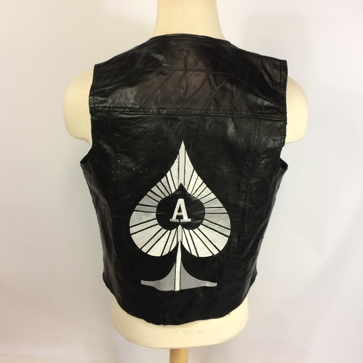 Vintage 80s 90s Ace of Spades Motorcyle Trucker Club Leather Vest