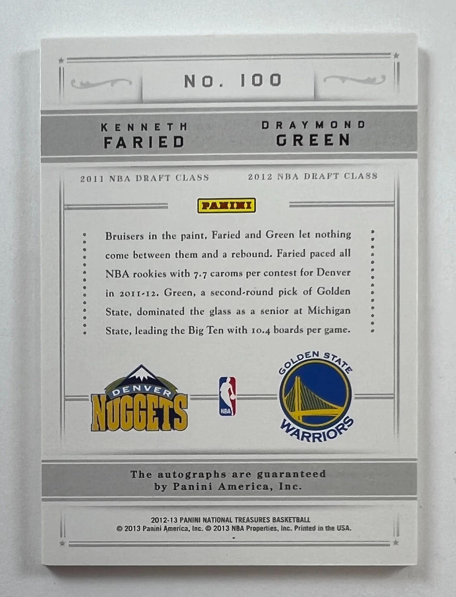 2012-13 Panini Nat'l Treasures 100 Kenneth Faried Draymond Green Auto 43/49 BA18