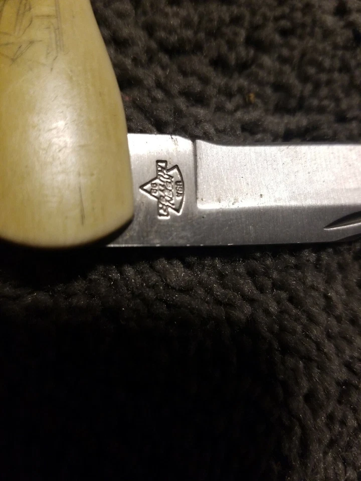 Navaja de Bolsillo Plegable Keen Kutter SCRIMSHAW EE. UU. UNA Hoja USADA Foto 3 de 4