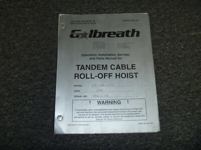 Galbreath U5-OR-174 Roll Off Hoist Service Parts Operator Maintenance Manual