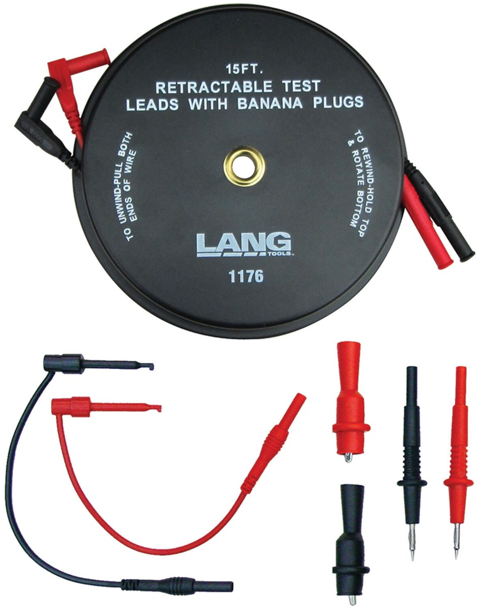Lang 7pc 2 Wire x 15' Retractable Test Lead Set w/Banana Plug Ends