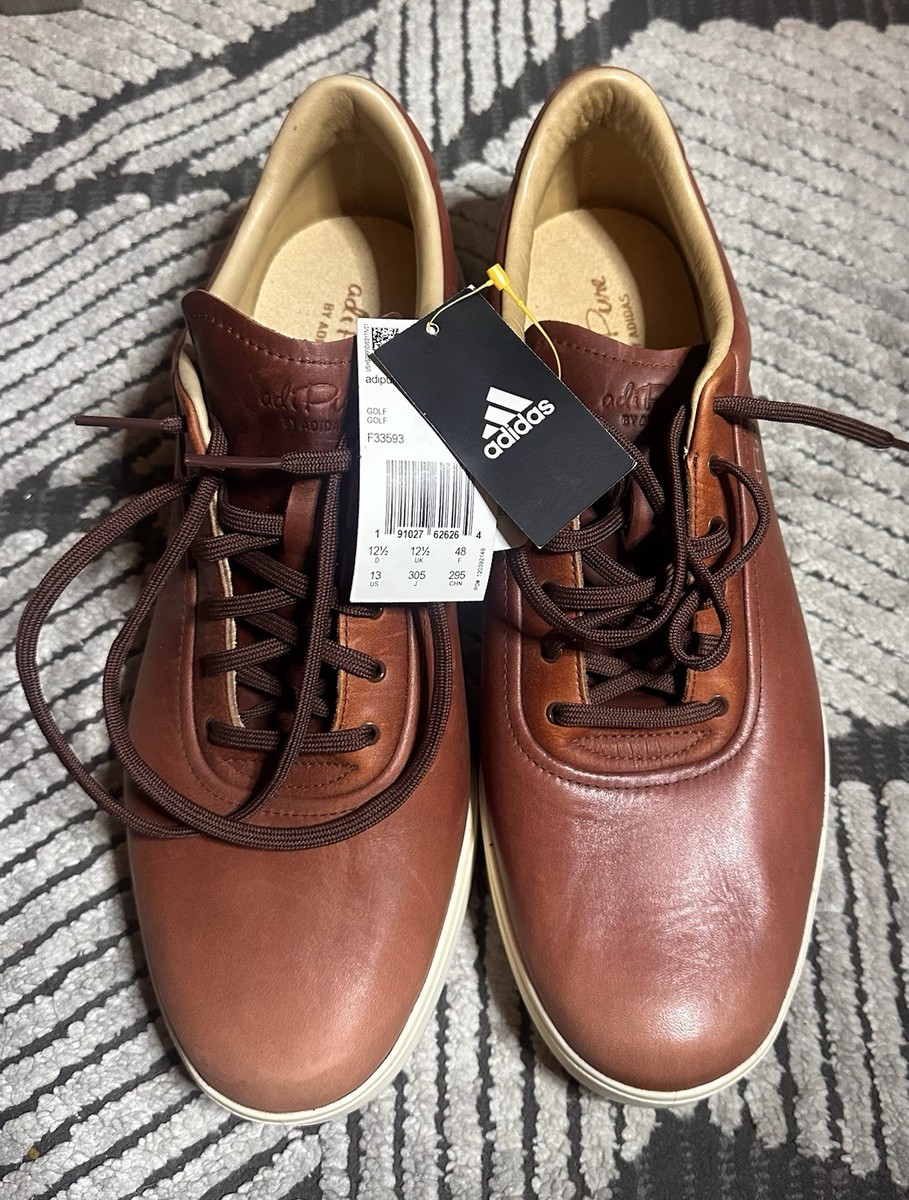 adidas adipure Men's Golf Shoes Brown Leather Spikes Lace-Up US 13