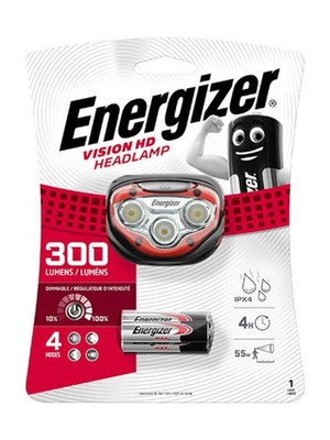 ENERGIZER VISION HD Frontscheinwerfer LP09071 300 Lumen Rot IPX4 3 AAA Akkus Neu
