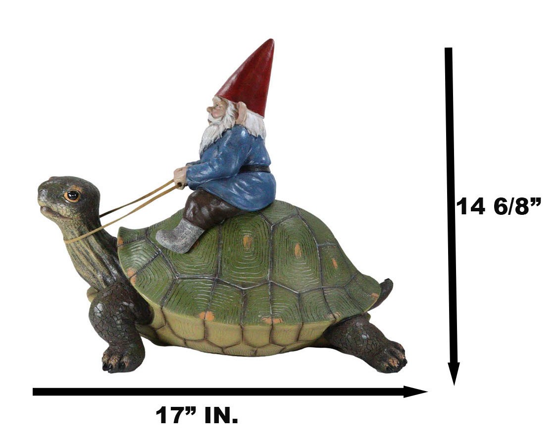 Top Collection Feengarten-Figur „Gnom Auf Schildkröte“ – Handbemalt, Aus Kunstharz, Für Miniatur-Gärten & Terrarien
