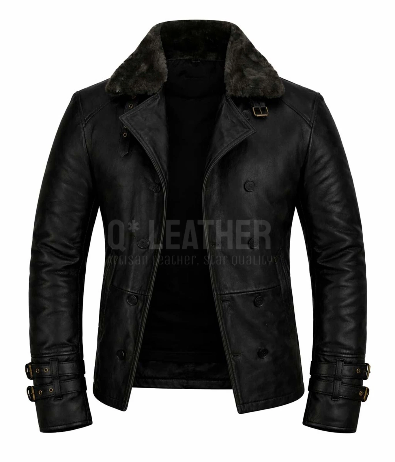 Leon S Kennedy Requiem RE9 Coat Style Black Real Leather Jacket - product detail image 5