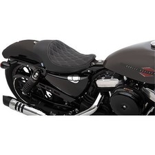Drag 3/4 Double Diamond Silver Stitch Seat Smooth for Harley Sportster 04-21