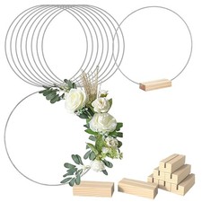 8 Set Metal Floral Ring Wreath Hoops,12 Inch with 8 Wooden Stands for Making ...