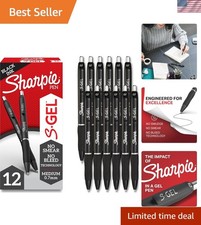 S-Gel Gel Pens, 12 Medium Point 0.7mm, No Bleed Black Ink for School Office