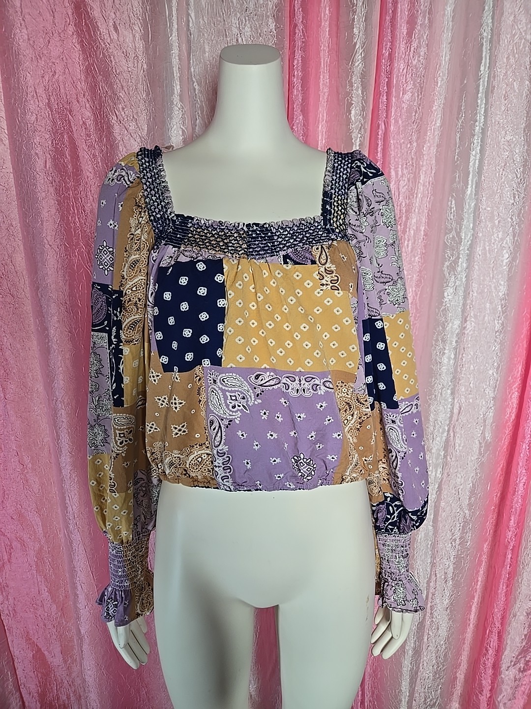 Wrangler Retro Western Patchwork Bell Sleeves Boh… - image 2