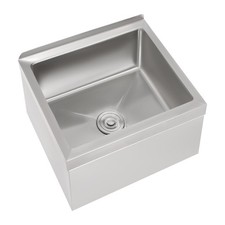 Stainless Steel Commercial Mop Sink 24 24 13in w/ Drain Hose Silver Square