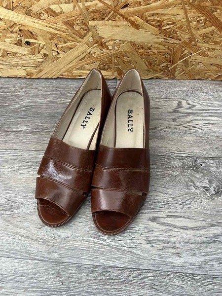 Women Bally Heels Brown Leather 36.5 #5L4A