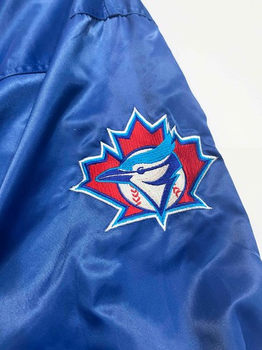 Giacca Bomber Baseball Vintage Starter MLB Toronto Blue Jays Raso 2XL Blu Cucito - Foto 5 di 12