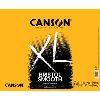 Canson XL Bristol Smooth Pad 14''X17''-Fold Over, 25 Sheets - 5A002ZXG-1H1DS